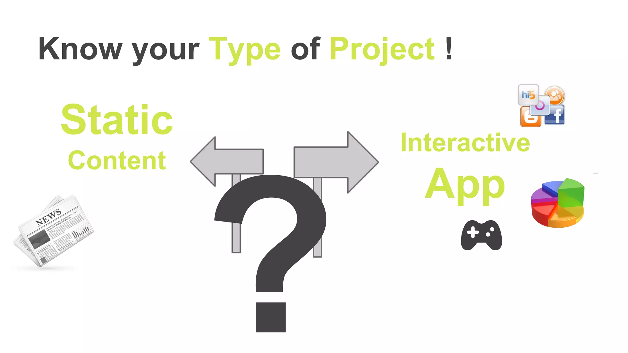 Interactive
App
Know your Type of Project !
Static
Content
?
 