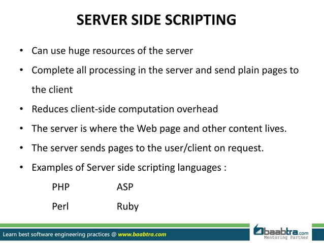 Client & server side scripting | PPTX | Web Development | Internet