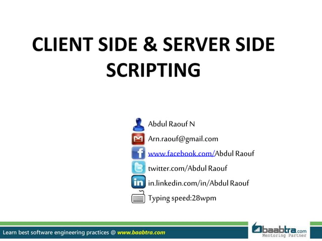 Client & server side scripting | PPTX | Web Development | Internet