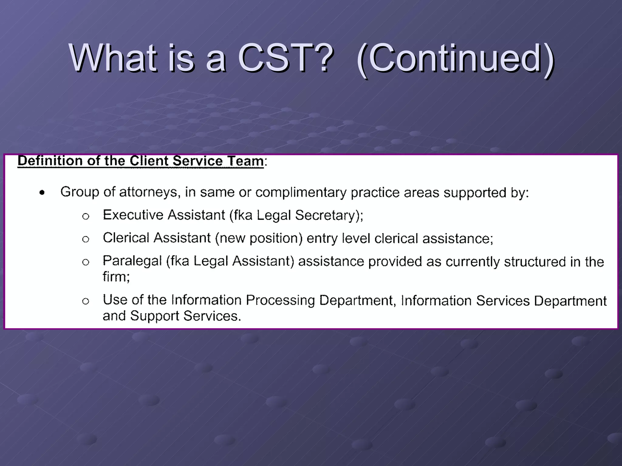 Client Service Teams (CSTs) | PPT | Free Download