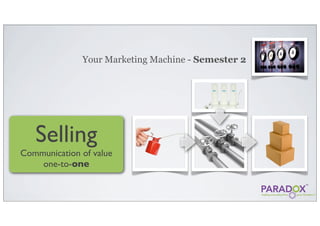 Your Marketing Machine - Semester 2




   Selling
Communication of value
    one-to-one
 