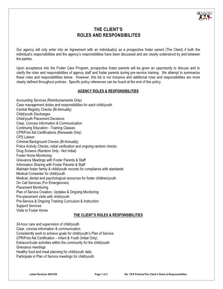 Clients Roles & Responibilities