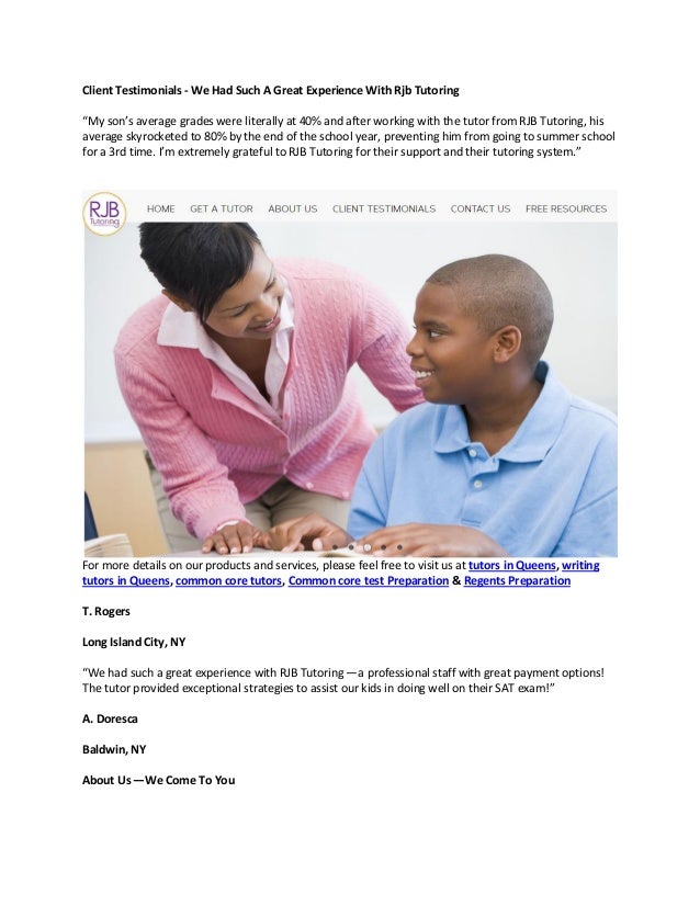 Client Testimonials We Had Such A Great Experience With Rjb Tutoring