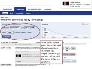 8Then, select where you’d like to bet, and choose an amount.  The more you wager, the more you can win or lose, and the bigger influence you have.