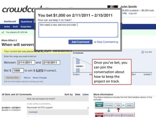 8Once you’ve bet, you can join the conversation about how to keep the project on track.