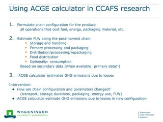 The food loss and waste calculator and how it can be used to mitigate climate change