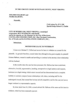 Motion For Leave To Withdraw #07-c-298