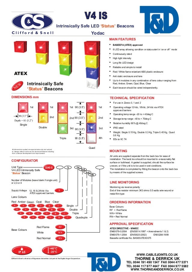 Clifford & Snell Yodac V4 Beacon, Hazardous Area ATEX Zone 1 & 2 B…