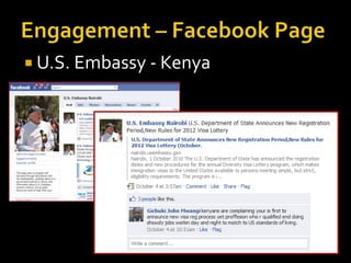 Engagement – Facebook Page<br />U.S. Embassy - Kenya<br />