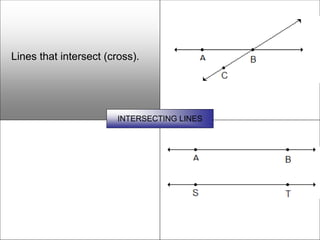 Lines that intersect (cross).




                        INTERSECTING LINES
 