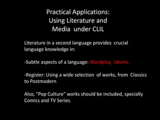 CLIL Challenges and restrictions:Pedagogical issuesLanguage is not the primary subject.Avoiding content quality deficiency.Create opportunities to develop language skills.Appropriate level of language.Variety of language models.Communication over form.Making it meaningful.