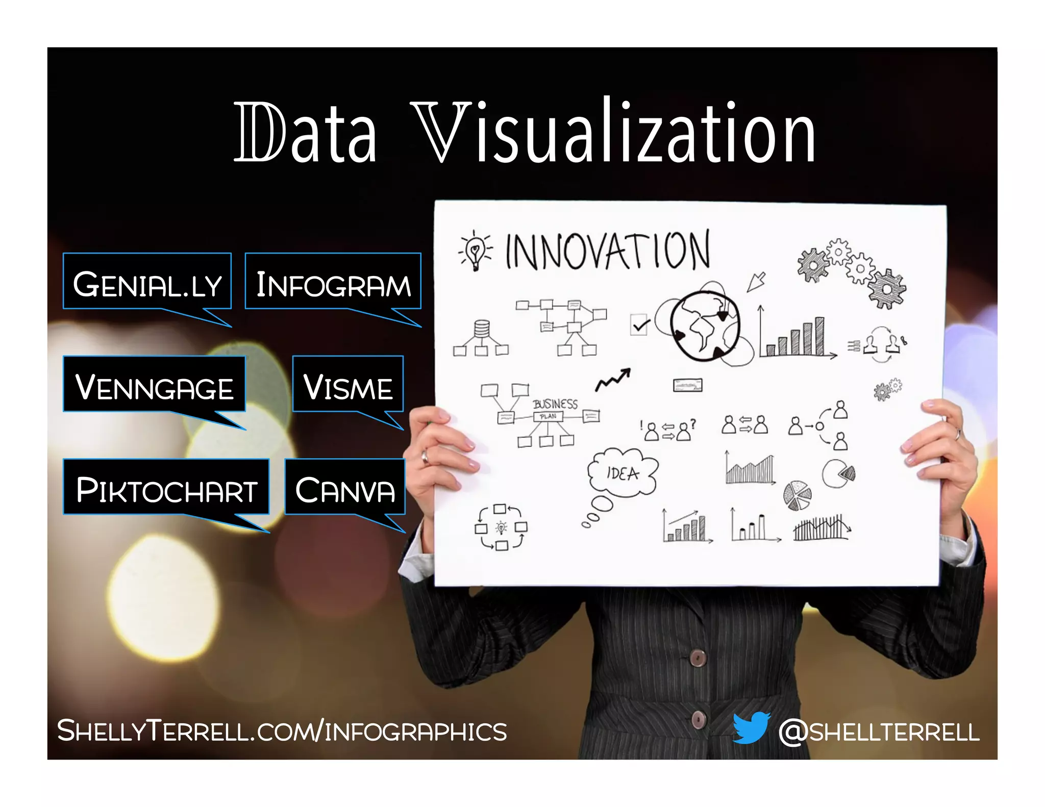 INFOGRAM
CANVA
VISME
PIKTOCHART
SHELLYTERRELL.COM/INFOGRAPHICS
GENIAL.LY
VENNGAGE
Data Visualization!
@SHELLTERRELL
 