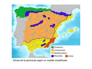 Climas de la península según un modelo simplificado.
 