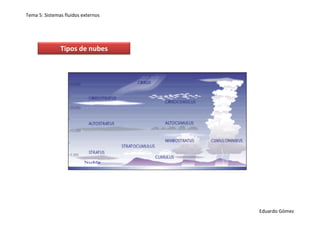 Tema 5: Sistemas fluidos externos




               Tipos de nubes




                                    Eduardo Gómez
 