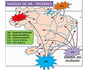 mEa 
MASSAS DE AR - INVERNO 
mEc 
mTc 
mTa 
mPa 
 