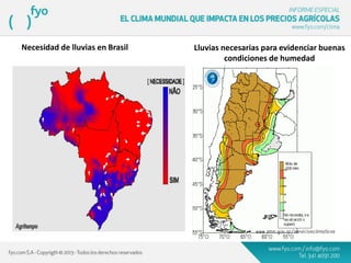 Necesidad de lluvias en Brasil Lluvias necesarias para evidenciar buenas
condiciones de humedad
 