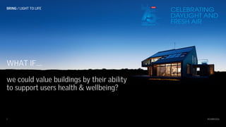 BRING ⁄ LIGHT TO LIFE
WHAT IF….
we could value buildings by their ability
to support users health & wellbeing?
1 #CLIMA2016
 