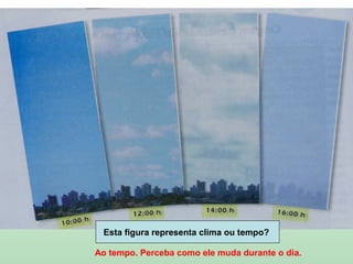 Esta figura representa clima ou tempo?
Ao tempo. Perceba como ele muda durante o dia.
 