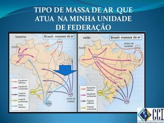 TIPO DE MASSA DE AR QUE
ATUA NA MINHA UNIDADE
     DE FEDERAÇÃO
 