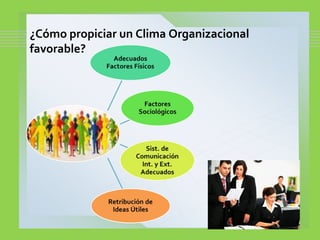 ¿Cómo propiciar un Clima Organizacional
favorable?
 