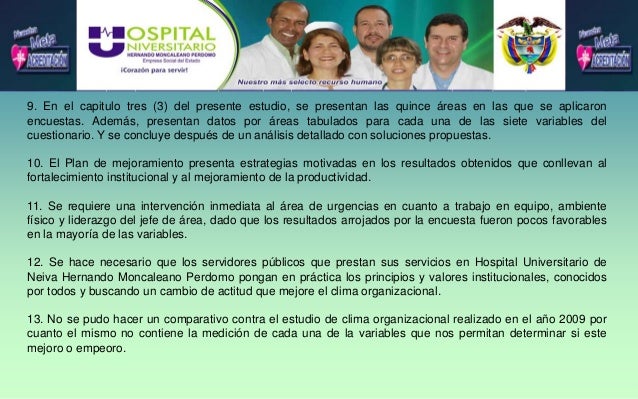 Clima organizacional hospital neiva