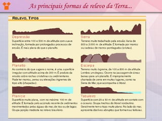 As principais formas de relevo da Terra...

 