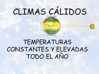 CLIMAS CÁLIDOS TEMPERATURAS CONSTANTES Y ELEVADAS TODO EL AÑO 
