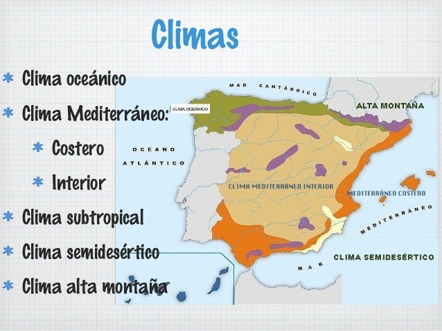 Resultado de imagen de TIPOS DE CLIMA EN ESPAÑA