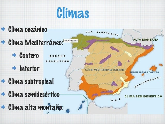 Resultado de imagen de TIPOS DE CLIMA EN ESPAÑA