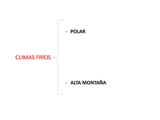 CLIMAS FRÍOS
- POLAR
- ALTA MONTAÑA
 