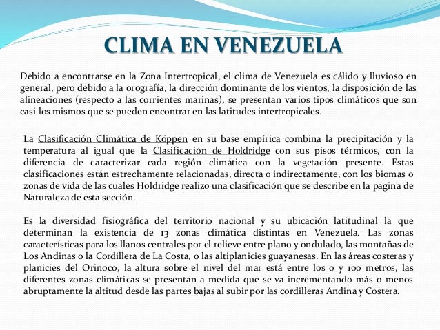 Clima En Venezuela Koppen Y Holdridge
