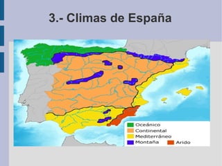 2.2.-Los factores del clima. La latitud: Es la distancia entre un punto de la tierra y el ecuador.  
