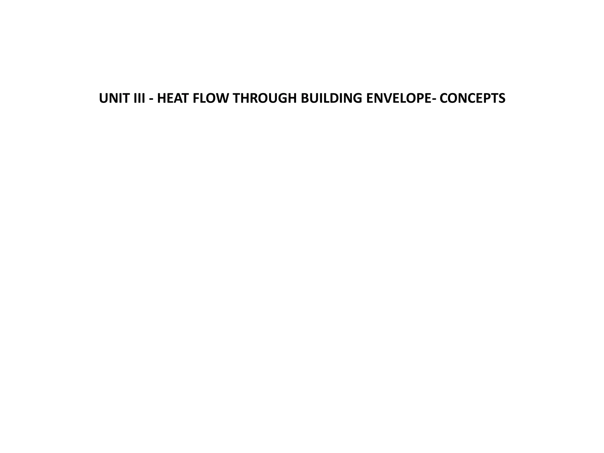 UNIT III - HEAT FLOW THROUGH BUILDING ENVELOPE- CONCEPTS
 