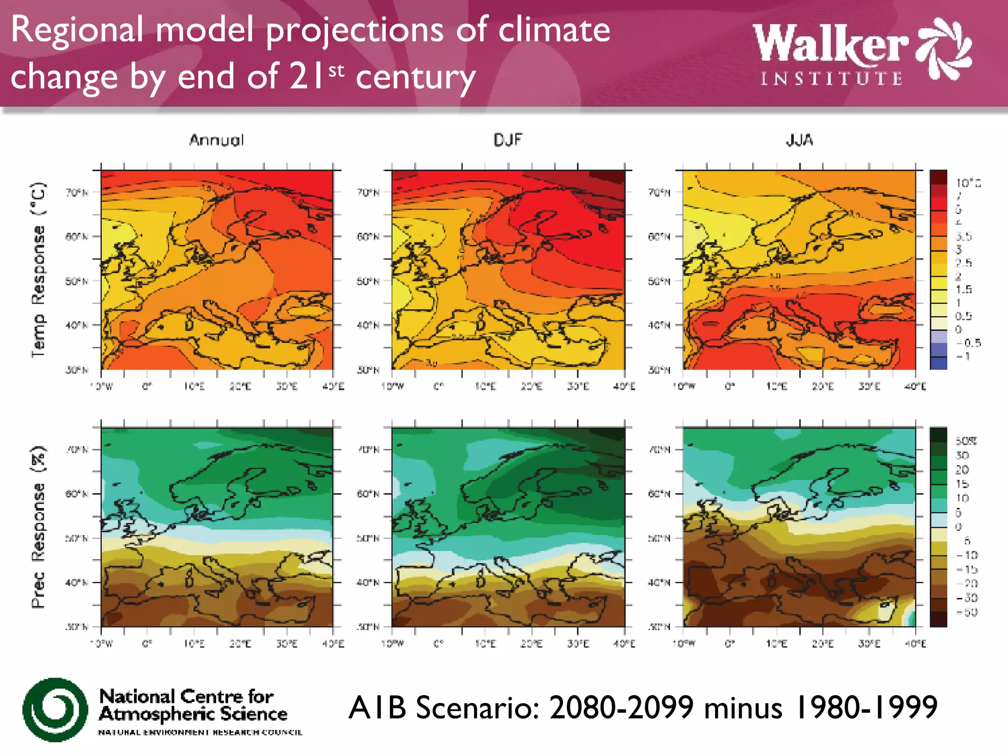 Regional model projections of climate  change by end of 21 st  century A1B Scenario: 2080-2099 minus 1980-1999 