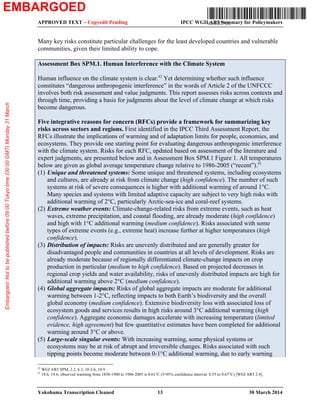 APPROVED SPM – Copyedit Pending IPCC WGII AR5 Summary for Policymakers
WGII AR5 Phase I Report Launch 14 31 March 2014
Inc...