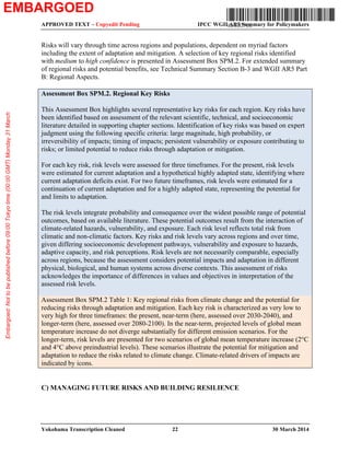 APPROVED SPM – Copyedit Pending IPCC WGII AR5 Summary for Policymakers
WGII AR5 Phase I Report Launch 23 31 March 2014
soc...