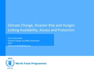 Climate Change, Disaster Risk and Hunger: Linking Availability, Access and Protection Carlo Scaramella Climate Change and DRR Coordinator WFP [email_address] 
