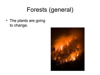 Forests (general) The plants are going to change. 