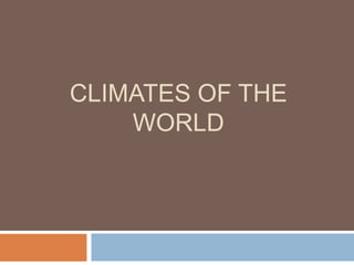 CLIMATES OF THE
WORLD
 