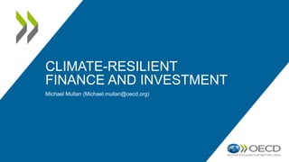 CLIMATE-RESILIENT
FINANCE AND INVESTMENT
Michael Mullan (Michael.mullan@oecd.org)
 