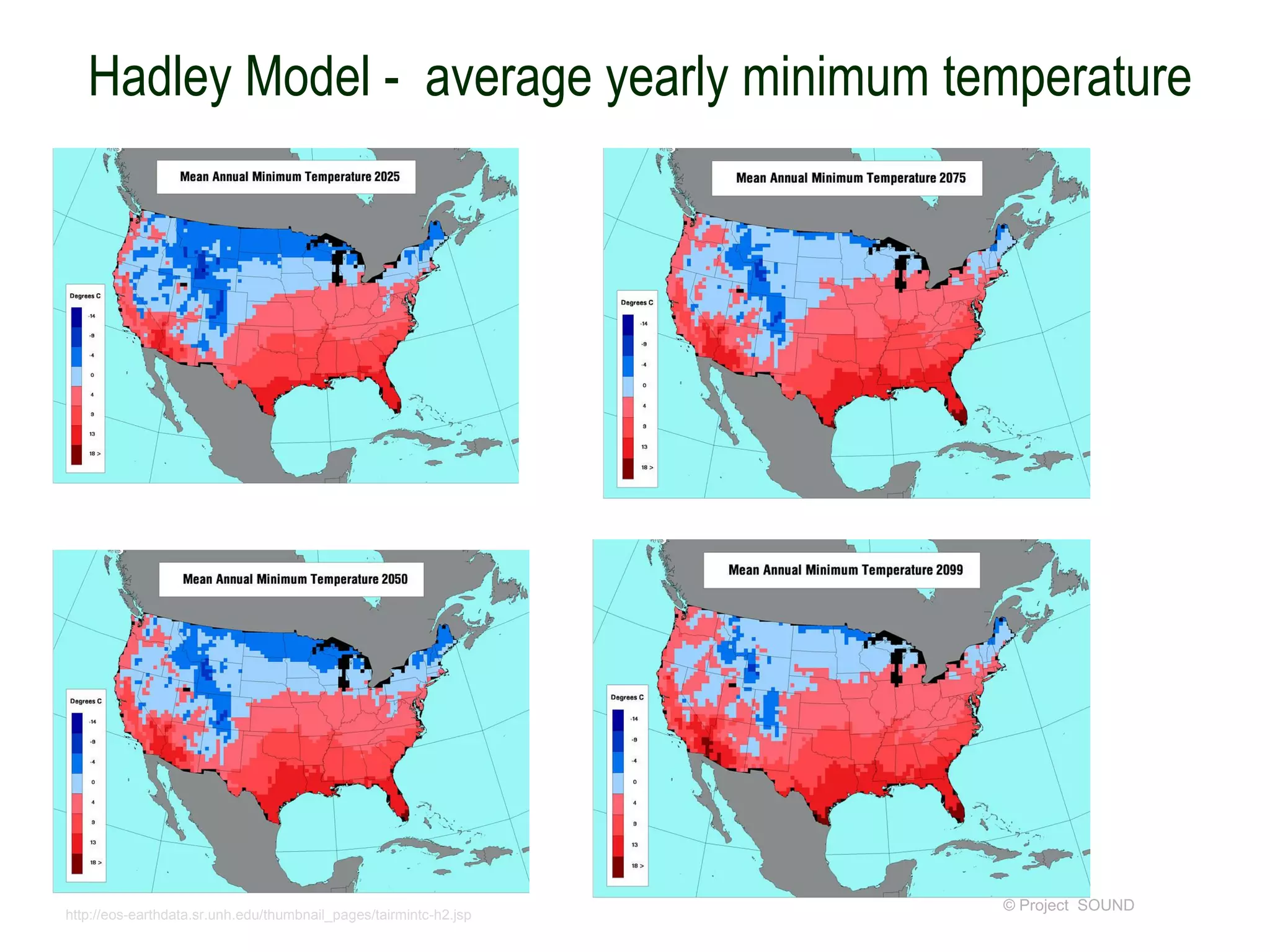Hadley Model - average yearly minimum temperature

http://eos-earthdata.sr.unh.edu/thumbnail_pages/tairmintc-h2.jsp

© Project SOUND

 