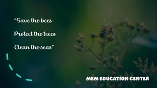 MEM EDUCATION CENTER
“Save the bees
Protect the trees
Clean the seas”
 