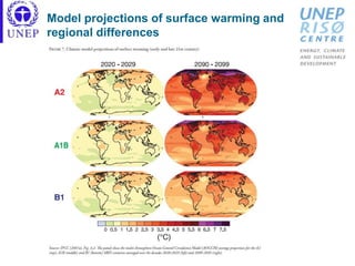Model projections of surface warming and
regional differences
 