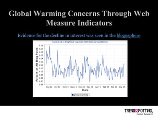 Global Warming Concerns Through Web Measure Indicators Evidence for the decline in interest was seen in the  blogosphere 