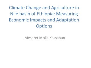 Climate Change and Agriculture in Nile basin of Ethiopia: Measuring Economic Impacts and Adaptation Options Meseret Molla Kassahun 