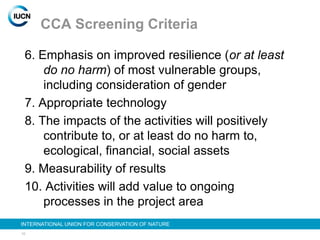 Climate change and development project   iucn - regional workshop