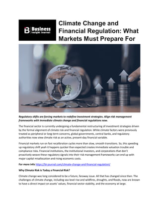 Markets Face Climate Change and Financial Regulation | PDF