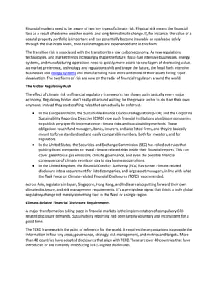 Markets Face Climate Change and Financial Regulation | PDF