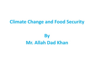 Climate change and food seccurity A Presentation By Mr Allah Dad khan ...
