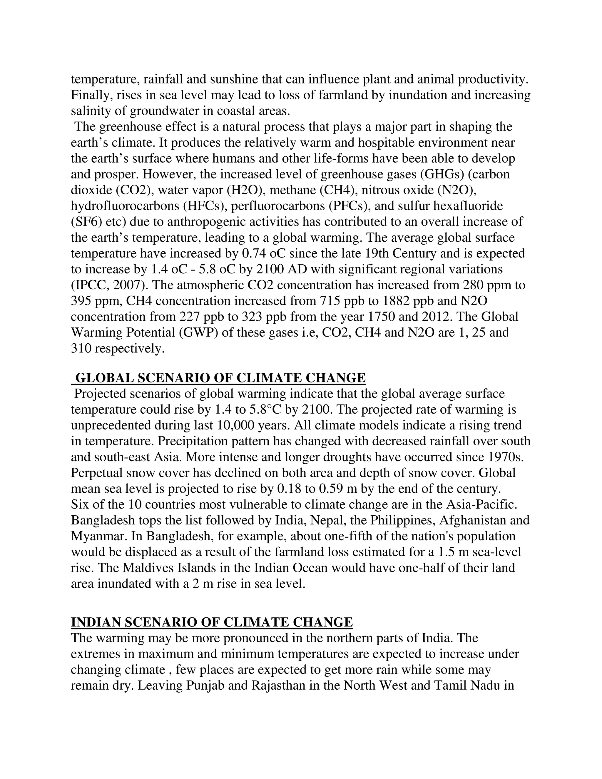 Climate change and its impact on agriculture | PDF